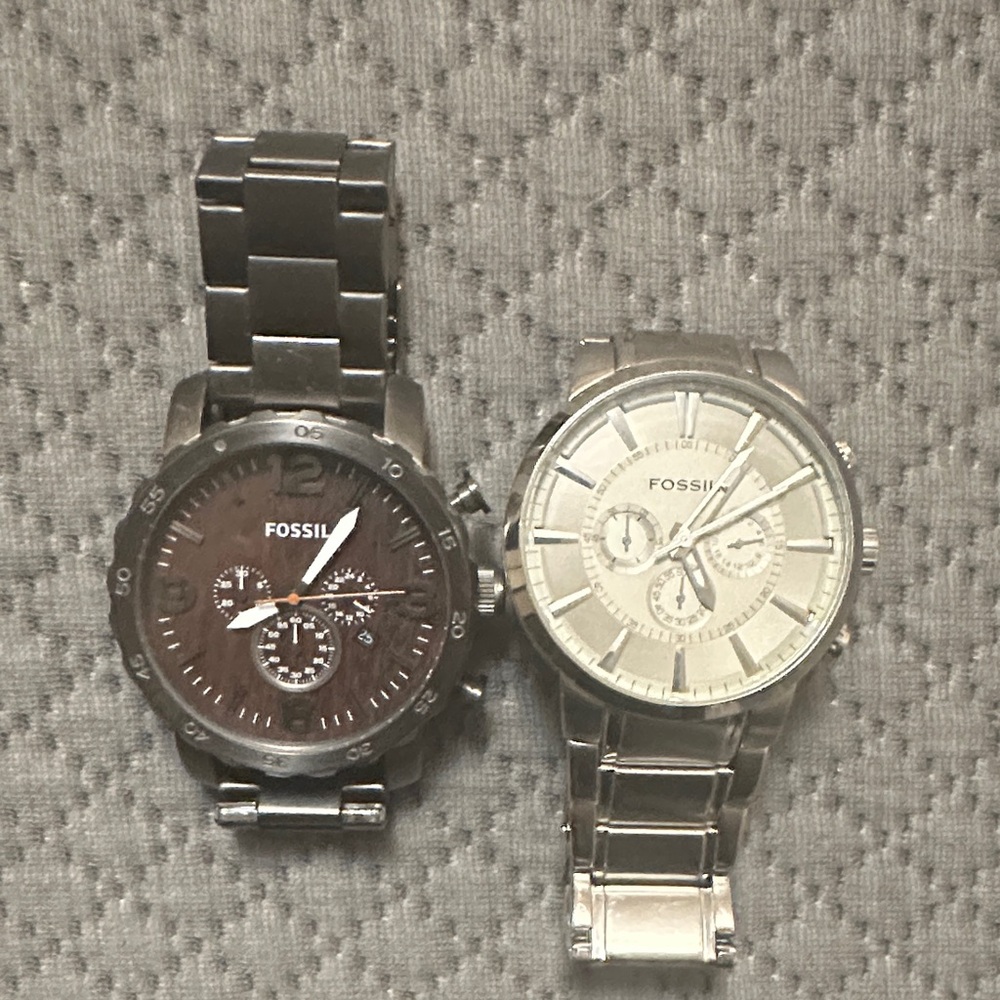 Fossil Dual-Tone Watch Set in Black and Silver